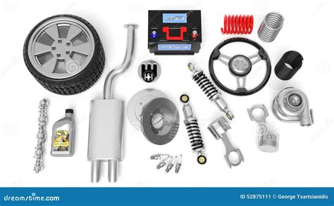 Various Car Parts And Accessories Stock Illustration Image 52875111