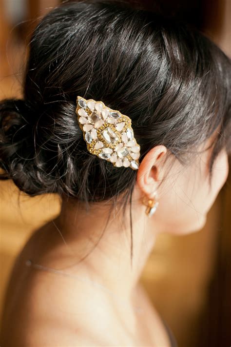 Jewel Pin Wedding Hair Ideas Elizabeth Anne Designs The Wedding Blog