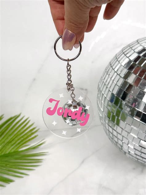 Personalized Custom Disco Ball Keychain Acrylic Keychain Etsy