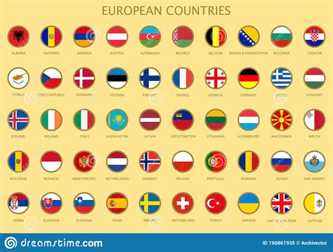 All Flags Of European Countries Stock Vector Illustration Of Button