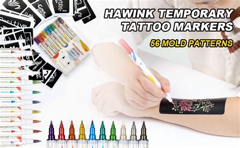 Hawink Temporary Tattoo Markers For Skin 10 Body Markers
