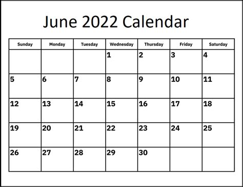 June 2022 Calendar Calendar Dream