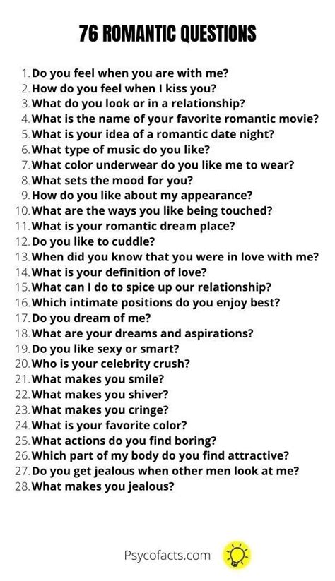 Flirty Questions Intimate Questions Fun Questions To Ask Romantic