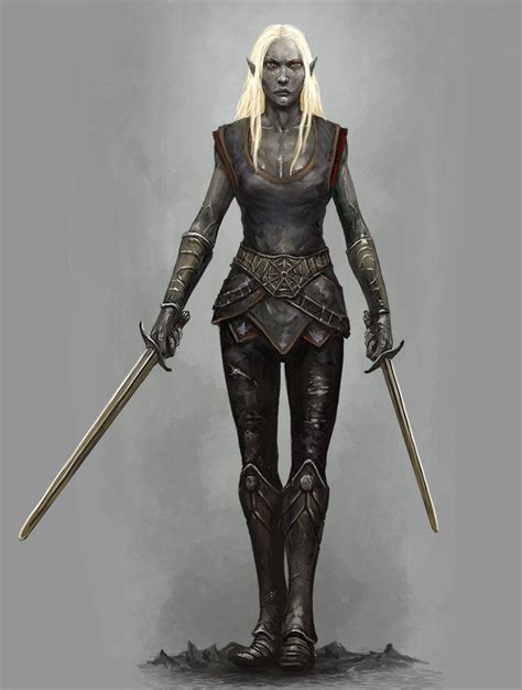 Drow Swordmistress Steven Bellshaw Dark Elf Character Portraits