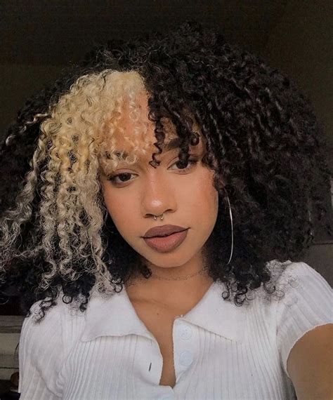 Dyed Bangs Dyed Curly Hair Colored Curly Hair Dyed Hair Inspiration