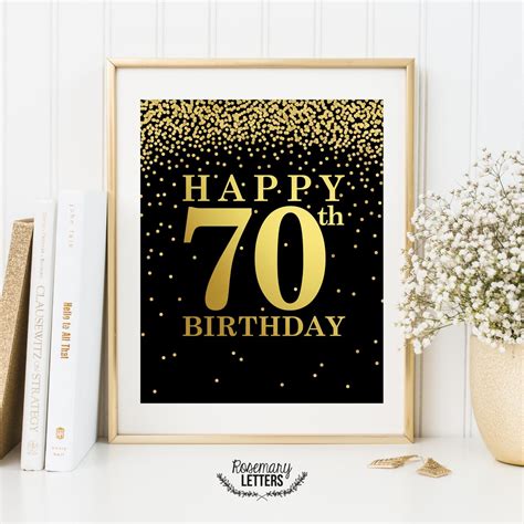 Happy 70th Birthday Print Birthday Poster 70th Birthday Etsy Free