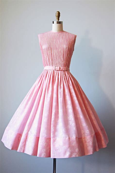 50s Dress Vintage 1950s Dress Blush Pink Cotton Voile Etsy 50s