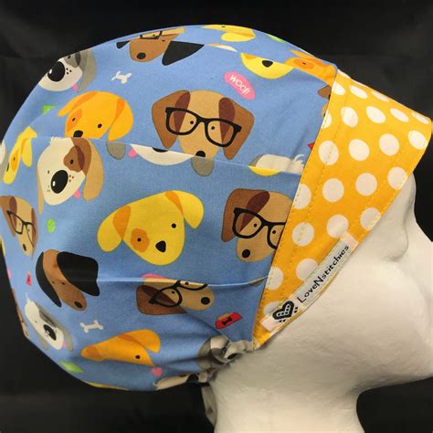 Dogs In Glasses Surgical Cap Scrub Hats For Women Medical Tech Etsy