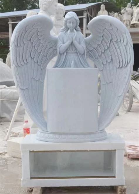 Polished Cemetery Carved Granite Antique Stone Weeping White Angel Tombstone China Marble