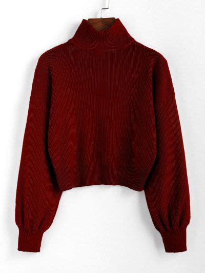 Zaful High Neck Drop Shoulder Plain Sweater Plain Sweaters Drop