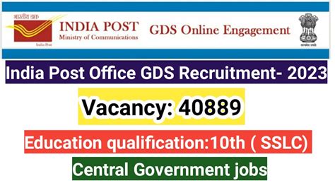 India Post Gds Recruitment 2023 Out Vacancy 40889 Eligibility Details