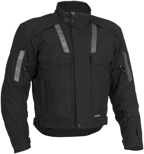 The dust jacket of a book or phonograph record. Firstgear Kenya Mens Textile Motorcycle Jacket - Black