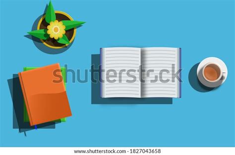 Illustration Opened Book Stack Books Cuppa Stock Vector Royalty Free