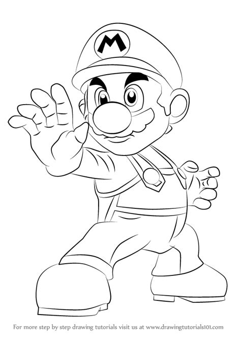 The drawing would capture his outfit and weapons. Step by Step How to Draw Mario from Super Smash Bros ...