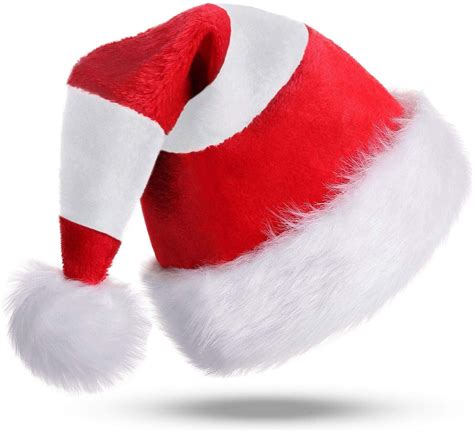 Plush Santa Hat Christmas Hats Merry Christmas Caps Red White Headpiece