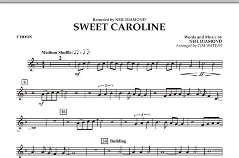 Sweet Caroline F Horn Sheet Music Tim Waters Concert Band