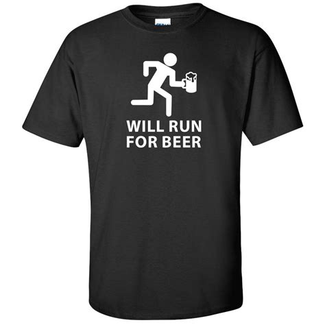 Will Run For Beer Funny 5k Drinking T Shirts Booze Workout Mens Gym