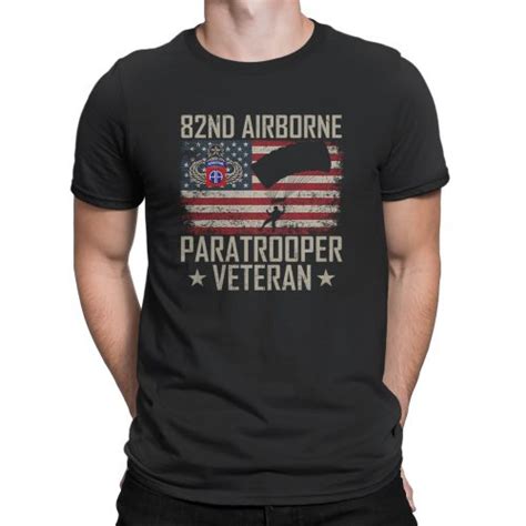 Vintage T Shirt 82nd Airborne Paratrooper Veteran Flag Airborne Day