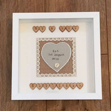 Personalised Wedding Gift Frame Shabby Chic Vintage Heart