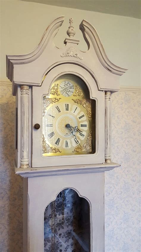 Grandfather Clock Painted In Autentico Warm Grey Dried Brushed In Rose