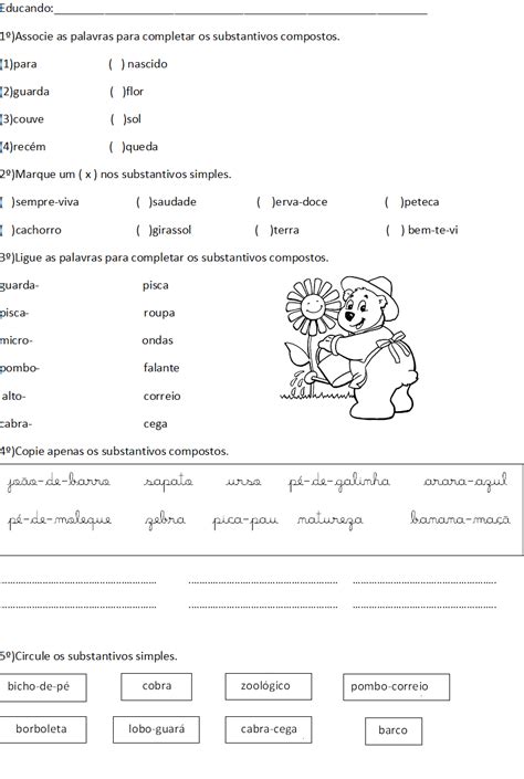 Atividades Substantivos Simples E Composto