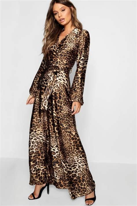 Leopard Print Satin Maxi Dress Maxi Dress Fashion Satin Maxi Dress