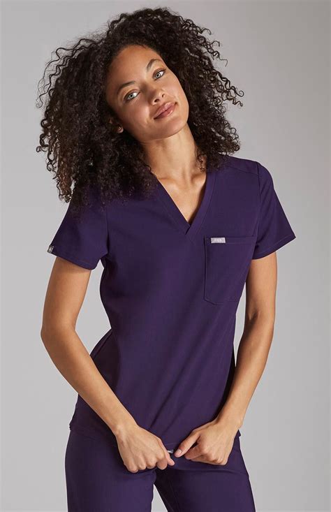 Womens Catarina One Pocket Scrub Top Purple Fit Scrubs Scrubs Nursing Medical Scrubs Nurse