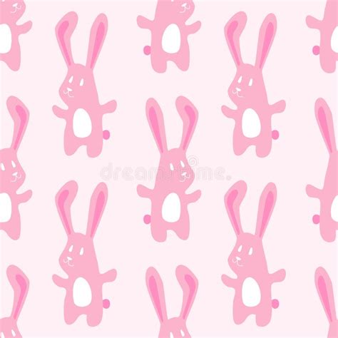 Cute Pastel Cartoon Bunny Rabit Animal With Eggs Pattern Stock Vector