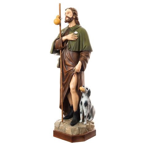Saint Roch With Dog Statue 160 Cm In Painted Fiberglass For Online
