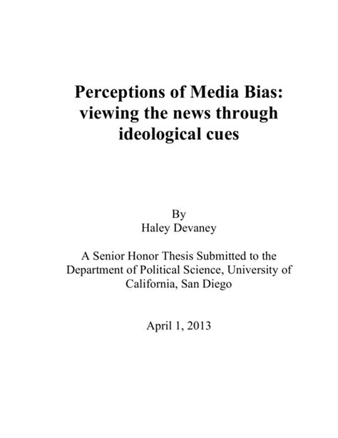 Perceptions Of Media Bias Department Of Political Science