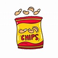 Bag of chips vector illustration in cute cartoon style isolated on ...