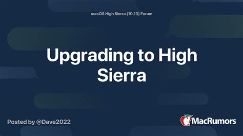 Upgrading To High Sierra Macrumors Forums