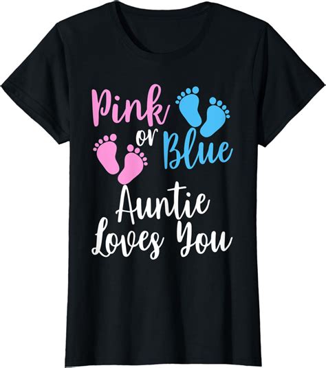 Womens Pink Or Blue Auntie Loves You Gender Reveal T Shirt Clothing Shoes And Jewelry