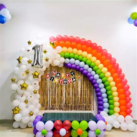Rainbow Themed Birthday Decor Balloon Decoration In Pune Togetherv