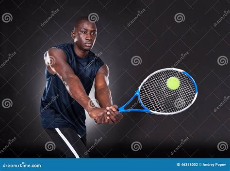 Young African Man Playing Tennis Stock Photo Image Of Background
