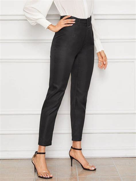 Solid Belted Crop Tailored Pants Gagodeal Lace Pants Belted Pants