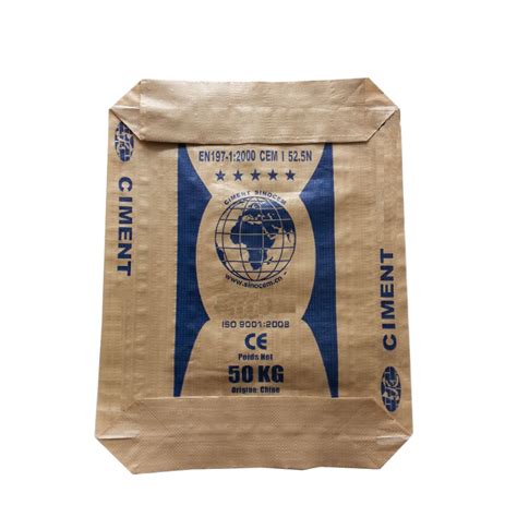 50kg Cement Bag Opc Cement Packing Paper Plastic Woven Valve Bag