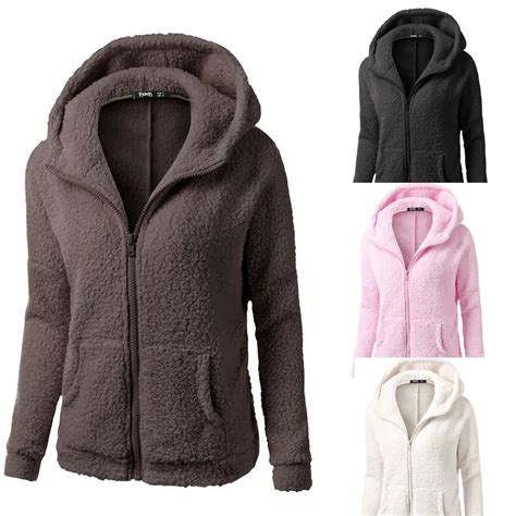 Fashion Women Winter Plus Velvet Hooded Sweater Coat Female Warm Wool