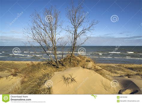 Sand Dunes On Shores Of Lake Michigan Stock Photo Image Of Deposits