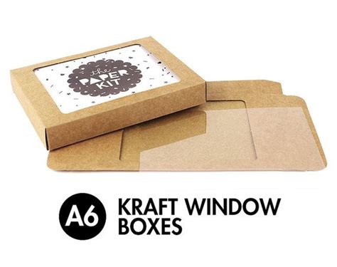 25 A6 6 Bar Kraft Greeting Card Boxes Clear Window Box 4 78