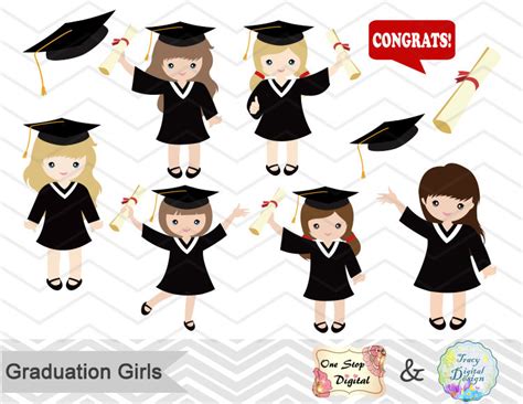 Graduation Cartoon Girls Clip Art Library
