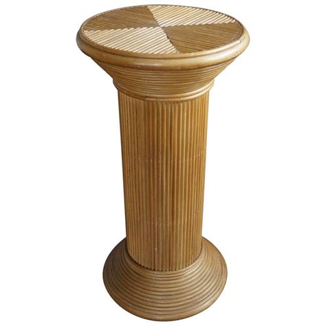 Hand Crafted And Stylish Mid Century Rattan Pedestal Plant Stand
