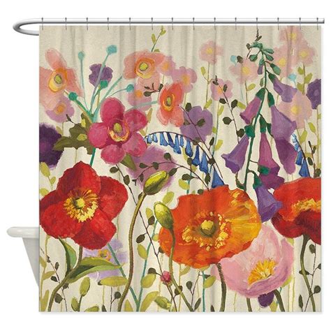 Floral Shower Curtain Poppies Shower Curtains Flowers Poppy Etsy