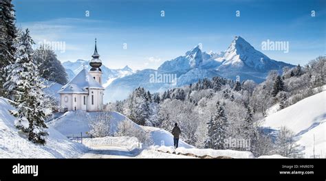 Panoramic View Of Beautiful Winter Wonderland Mountain Scenery In The