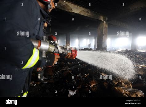 July 10 2021dhakabangladesh Bangladeshi Firefighters Remove Fire In