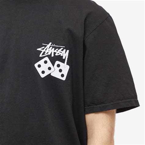 Stussy Dice Pigment Dyed T Shirt Black End