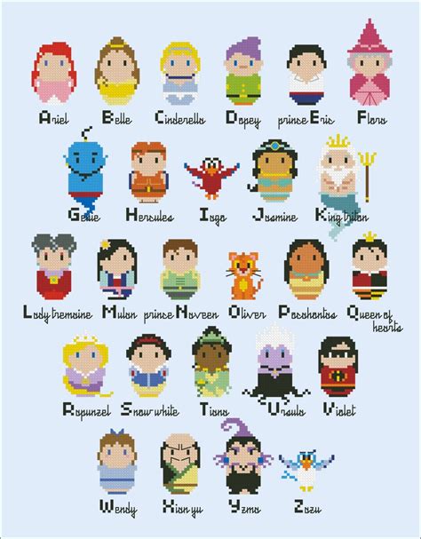 Disney Alphabet Sampler Cartoons Mini People Cross Stitch