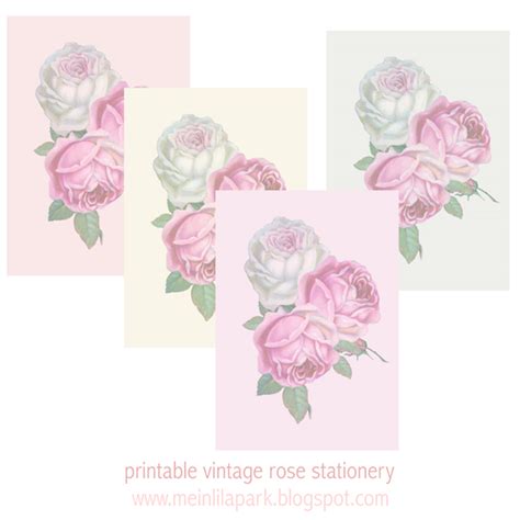 Free Printable Vintage Rose Stationery Ausdruckbares Briefpapier