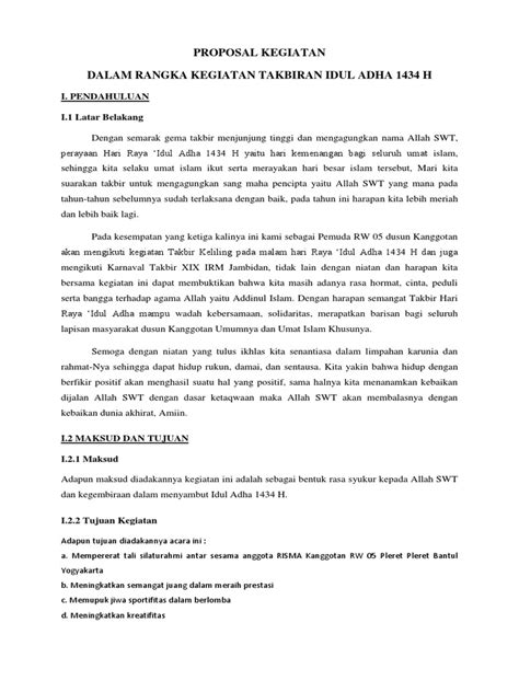 Setelah tereselaikannya bab 2 pada pengajuan kegiatan, maka selanjutnya contoh rencana pembiayaan dalam proposal kegiatan. Proposal Kegiatan Takbiran