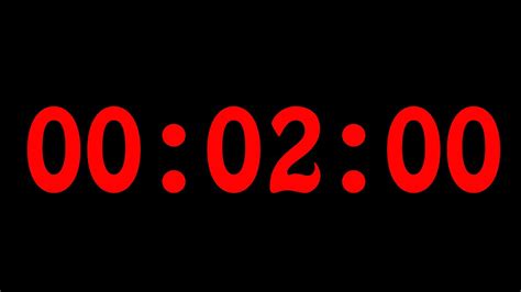 2 Minute Countdown Timer With Red Font Silent Youtube